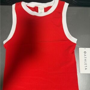 Athleta NWT ribbed Red and White Tank Top